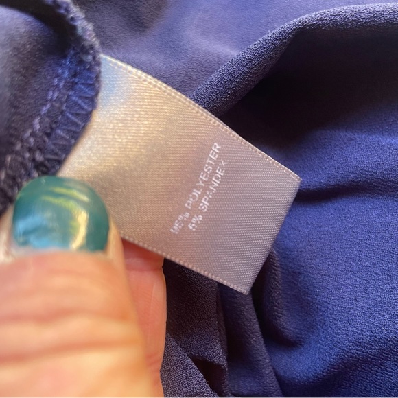 Marled RC navy blue lace up stretch long sleeve top bell sleeve Large - Picture 5 of 11